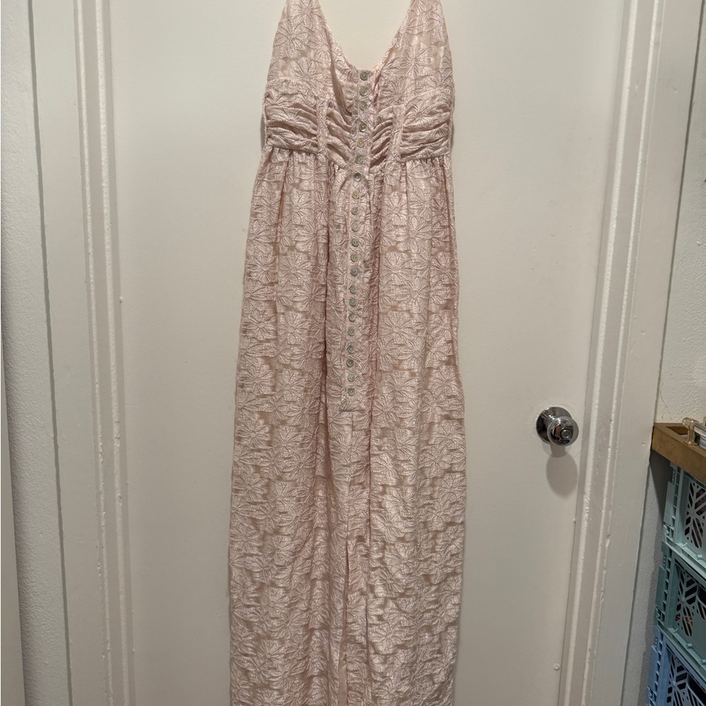 Free People Blush Pink Lace-Detail Maxi Dress